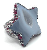 Lucky Star Bling Agate Sparkle Ring in Red Combo sz 12