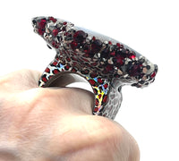 Lucky Star Bling Agate Sparkle Ring in Red Combo sz 12