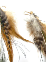 Long Natural Iridescent Feather Boho Statement Earrings
