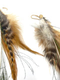 Long Natural Iridescent Feather Boho Statement Earrings