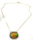 Amazing Aura Opal Wood Aurora Borealis Fire Necklace