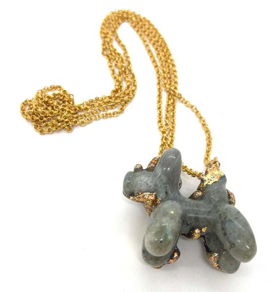 Labradorite Balloon Dog Mood Paint Statement Necklace