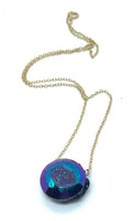 Lovely Dainty Round Faceted Disco Ball Druzy Layering Necklace