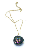 Lovely Dainty Round Faceted Disco Ball Druzy Layering Necklace