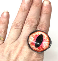 Red Eye Solitaire Ring sz 7-9
