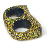 Holographic Gold Glitter Encrusted Double Finger Ring size 11/12