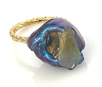 Gold Rough Opal Solitaire Ring sz 7/8