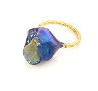 Gold Rough Opal Solitaire Ring sz 7/8