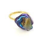Gold Rough Opal Solitaire Ring sz 7/8