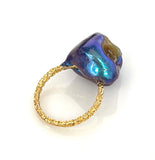 Gold Rough Opal Solitaire Ring sz 7/8