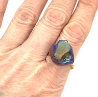 Gold Rough Opal Solitaire Ring sz 7/8