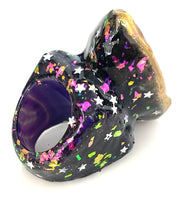 Halo Agate Geode Half Statement Ring size 9