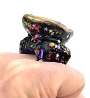 Halo Agate Geode Half Statement Ring size 9