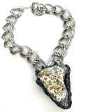 Spheralite & Pyrite Statement Necklace with Holographic Glitter Accents