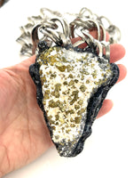 Spheralite & Pyrite Statement Necklace with Holographic Glitter Accents