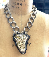 Spheralite & Pyrite Statement Necklace with Holographic Glitter Accents
