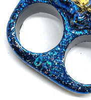 "BUG OFF" Vintage Inspired Enamel & Rhinestone Two Finger Beetle Ring sz 11/12