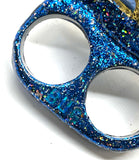 "BUG OFF" Vintage Inspired Enamel & Rhinestone Two Finger Beetle Ring sz 11/12