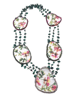 Hand Beaded Magenta Jasper with Green & Magenta Tribal Malachite Statement Necklace