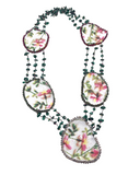 Hand Beaded Magenta Jasper with Green & Magenta Tribal Malachite Statement Necklace