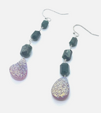 Faceted Emerald And Druzy Dangle Earrings