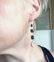 Faceted Emerald And Druzy Dangle Earrings