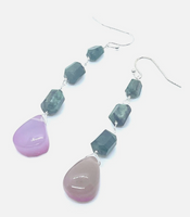 Faceted Emerald And Druzy Dangle Earrings