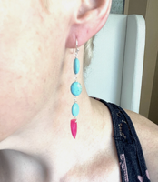 Turquoise And Pink Chalcedony Dangle Earrings