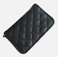 Black Mini Faux Leather Quilted Crossbody Mini Bag