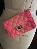 Two Tone Hot Pink Mini Faux Leather Quilted Crossbody Mini Bag