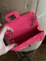 Two Tone Hot Pink Mini Faux Leather Quilted Crossbody Mini Bag