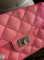 Two Tone Hot Pink Mini Faux Leather Quilted Crossbody Mini Bag