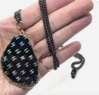 One Of A Kind Raw Geode Slice Black Chanel Necklace