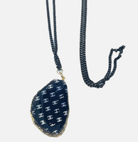 One Of A Kind Raw Geode Slice Black Chanel Necklace