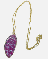 One Of A Kind Raw Geode Slice Pink Chanel Necklace