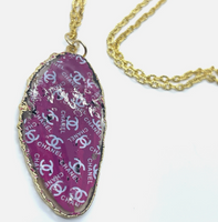 One Of A Kind Raw Geode Slice Pink Chanel Necklace