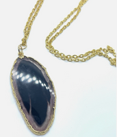 One Of A Kind Raw Geode Slice Pink Chanel Necklace