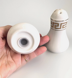 New Chanel Gold & White Ceramic China Salt & Pepper Shakers Set