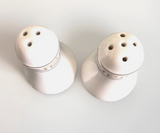 New Chanel Gold & White Ceramic China Salt & Pepper Shakers Set