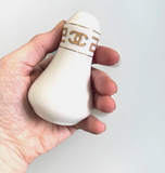 New Chanel Gold & White Ceramic China Salt & Pepper Shakers Set