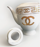 New Chanel Gold & White Ceramic China Teapot