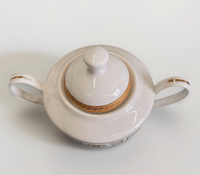 New Chanel Gold & White Ceramic China Sugar Bowl & Creamer