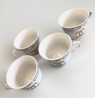 New Chanel Gold & White Ceramic China Teacups Set Of 4