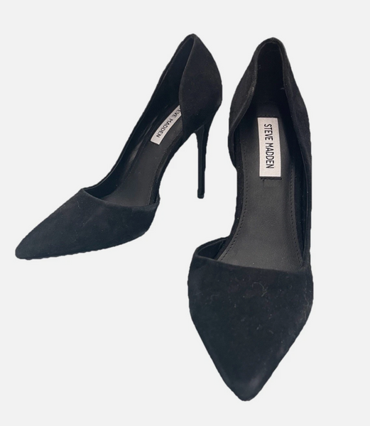 New Steve Madden Sondra Black Suede D’Orsay High Heels Sz 8