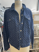 Custom Handmade Embellished Denim Jacket Beaded Velvet Rose Golden Girls sz XL
