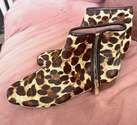 Louise Et Vie Pony Hair Animal Print Booties Sz 37