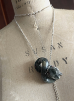 BLOWOUT Jasper & Garnet Drop Lariat Snake Silver Glitter Necklace