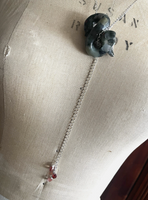 BLOWOUT Jasper & Garnet Drop Lariat Snake Silver Glitter Necklace