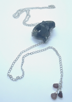 BLOWOUT Jasper & Garnet Drop Lariat Snake Silver Glitter Necklace