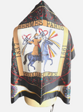 Authentic Vintage HERMES "FEUX D'ARTIFICE 1837-1991" Black 100% Silk Scarf